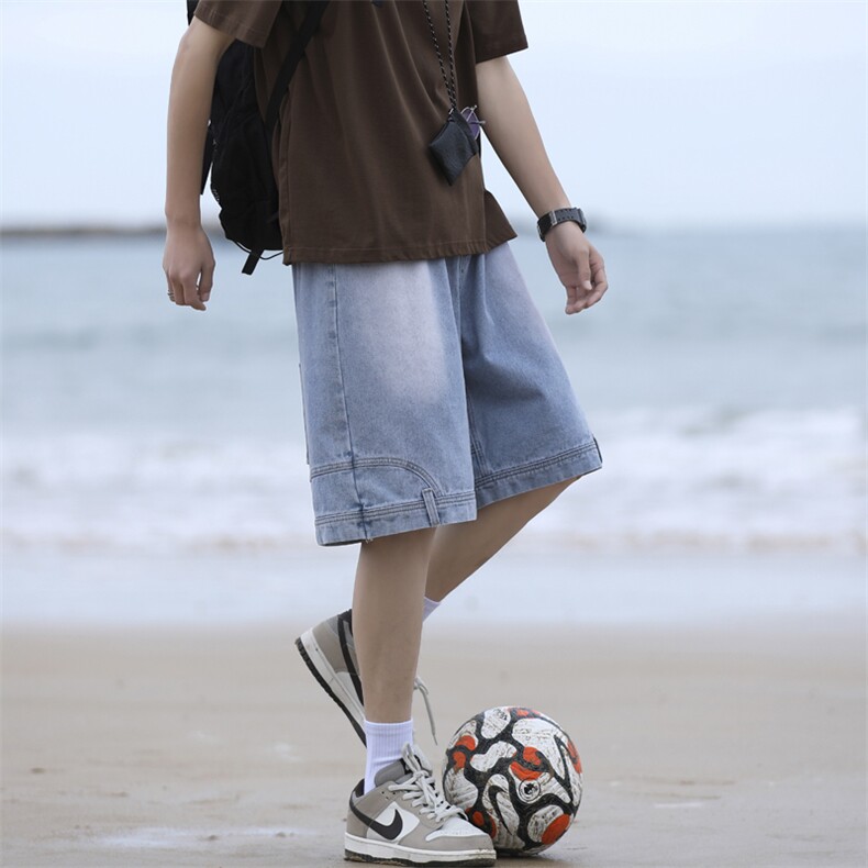2024夏季潮牌宽松水洗痞帅五分裤休闲中裤DK836-特批-35,男装牛仔裤,星座718-1