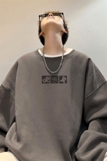 内景新款秋冬港风宽松圆领卫衣男潮大码打底衫WY00394/P35加绒P45，男装卫衣，电商B316