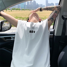 可48小时发货支持抖音得物来样二开240克重磅美式纯棉背心无袖t恤，男装T恤，电商A486-1