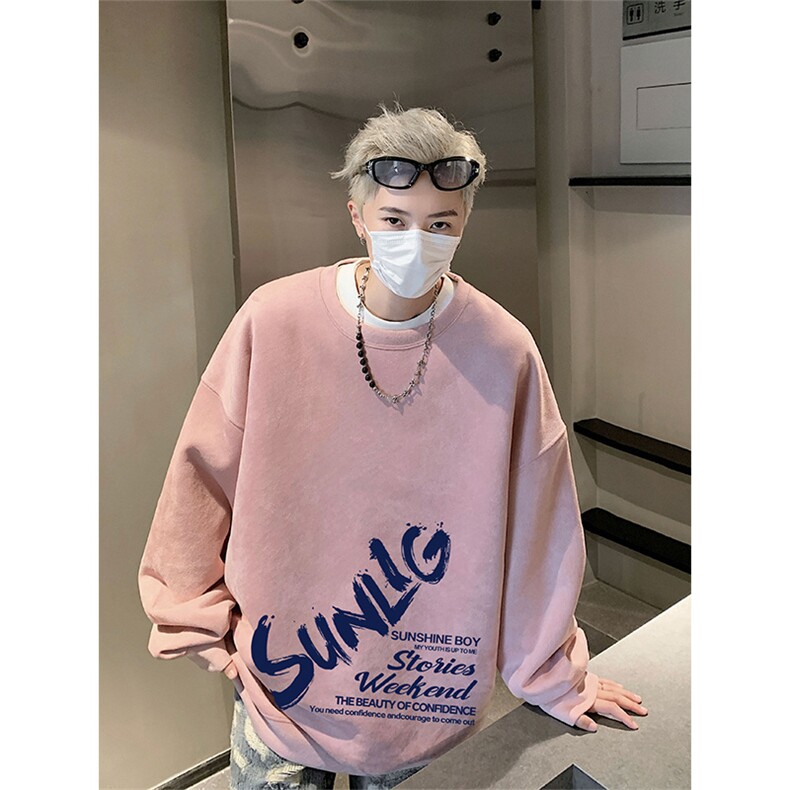 抖音得物高品质美式潮流麂皮绒宽松圆领卫衣wyjp4023-特p35控69,男装卫衣,星座605(原A050)