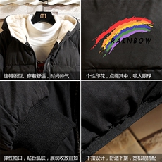 MY16064-P100加厚加绒连帽衣男大码服男面包服男砖墙挂拍，男装棉衣，电商A040A