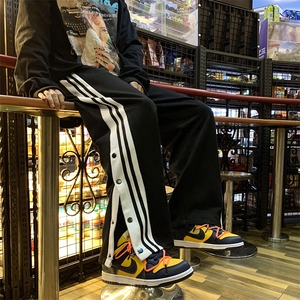 美式休闲排扣裤男春季直筒卫裤2025宽松垂感阔腿裤潮牌篮球运动裤图片