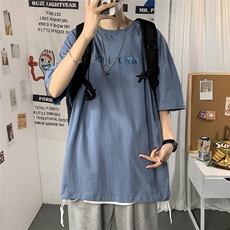1港风圆领大码M-5XL运动日系原宿潮流男士短袖宽松T恤7036F20控35，男装T恤，星座226-2