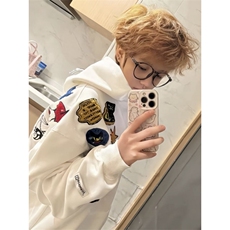 5211-P56新款宽松毛巾绣潮牌卫衣外套薄款/加绒，女装卫衣/绒衫，星座617A-2