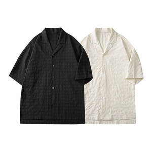 C5029/P40夏季新品西服领衬衫男个性肌理感格纹潮男宽松衬衣上衣图片