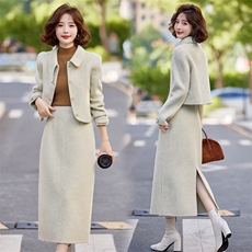 秋冬新款女韩系小香风两件套裙时尚小个子洋气气质设计高级感套装，女装套装/套裙，韩宇舍