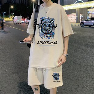！2024夏季潮牌男士华夫格短袖T恤百搭圆领一套HTZ15P50图片
