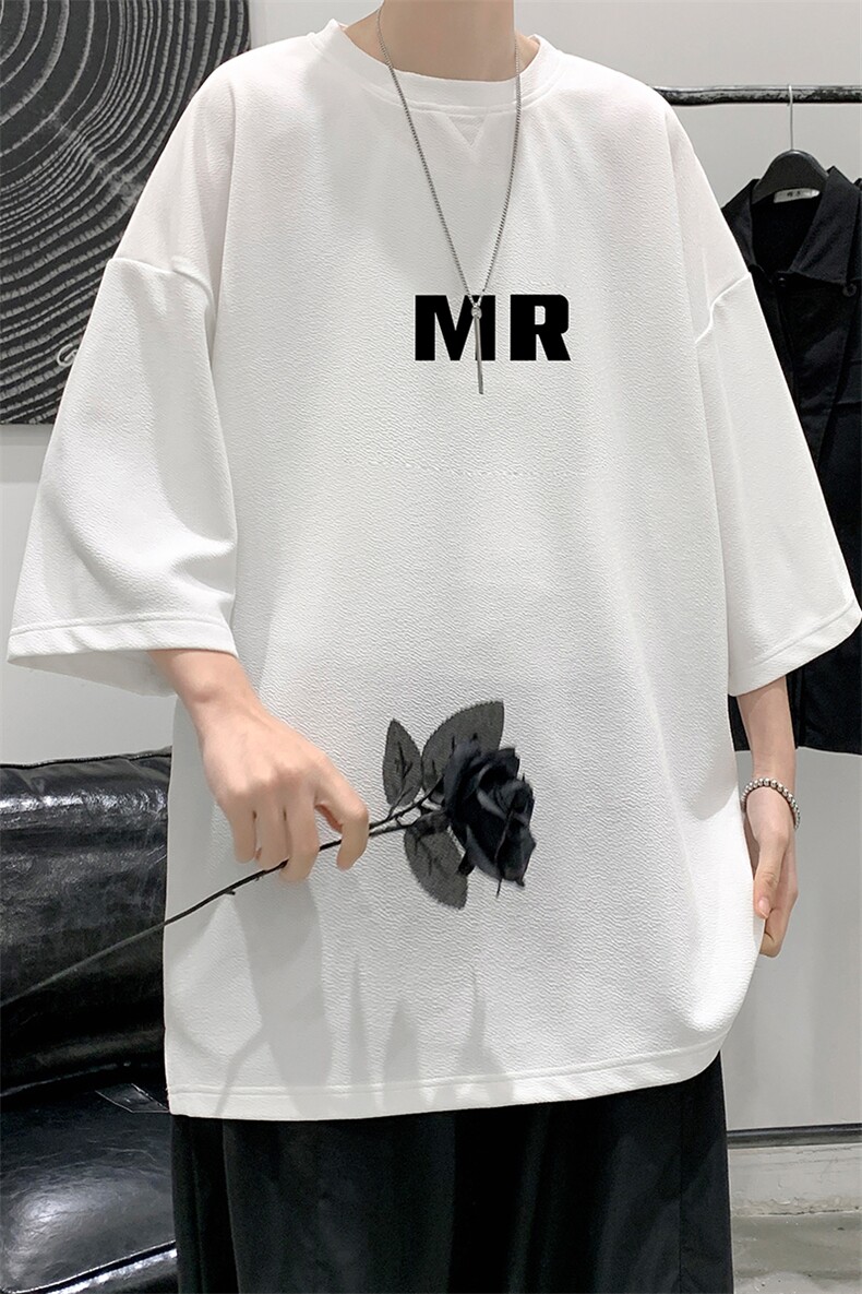 Q11253-P30春夏季七分袖t恤男大码五分袖男短袖中袖大皂风,男装T恤,电商A040