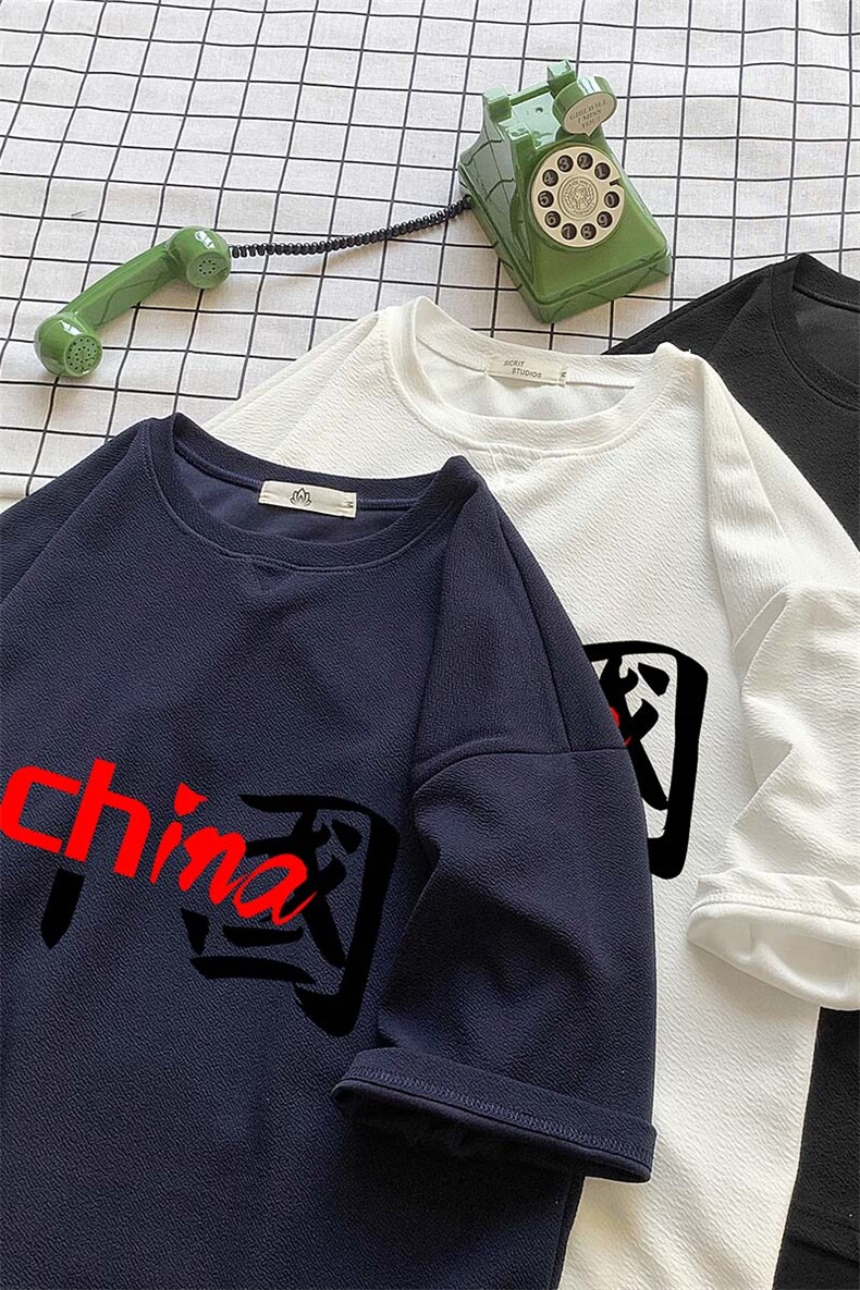 Q11189-P30春夏季七分袖t恤男大码五分袖男短袖中袖小清新,男装T恤,电商A040