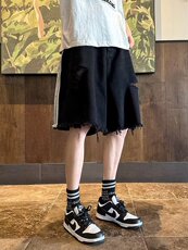 破洞牛仔短裤男夏季美式复古三条杠裤子设计感小众牛仔裤X90P45，男装牛仔裤，星座1116-2