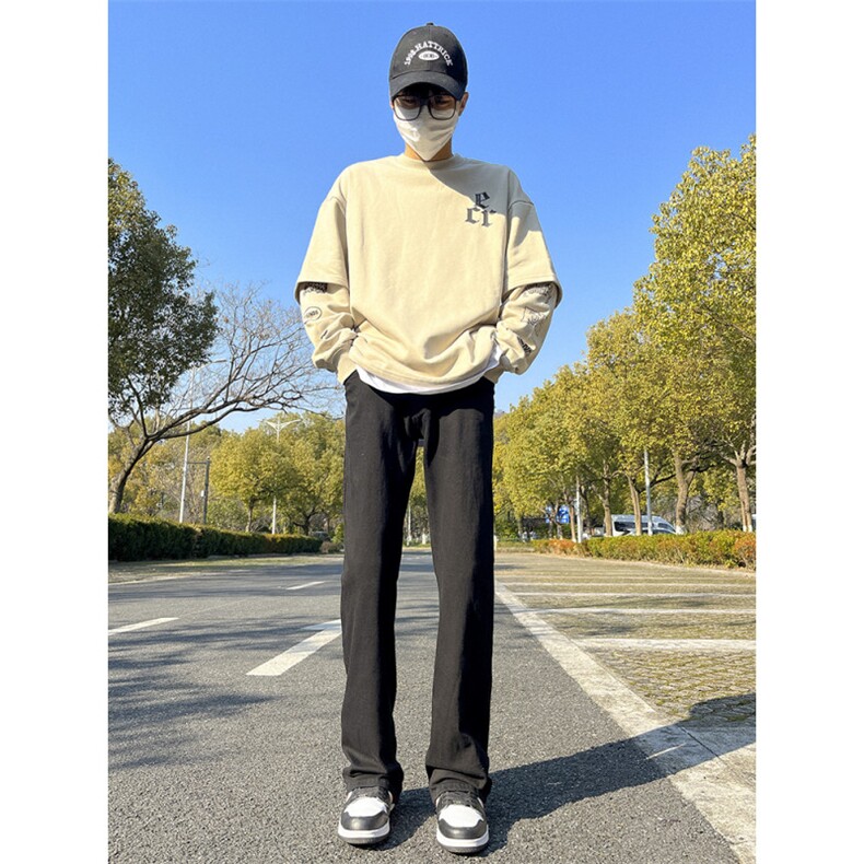 2024春款修身微喇复古弹力牛仔裤715-6-BK01P50,男装牛仔裤,星座715-6