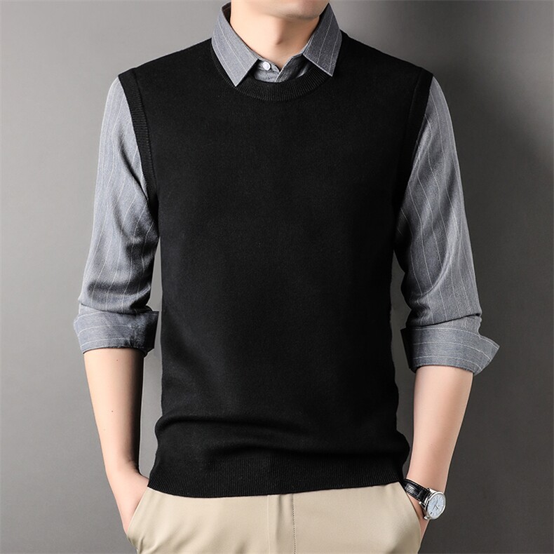 高端假两件毛衣男衬衫领2025春秋季新款商务休闲高档男针织衫上衣，男装衬衫，电商B212（原钱塘6029）