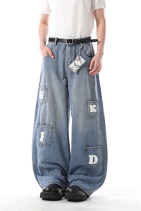 903-AK073-特P55   【S-3XL】  字母工装弯刀牛仔裤4图片