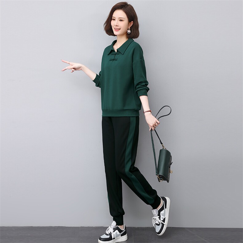 长期现货，复古文艺运动套装女春秋2025新款休闲气质减龄卫衣套装,女装套装/套裙,涵誉