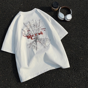 XY5467-TP35烫钻短袖男夏季印花T恤青少年痞帅上衣五分袖图片