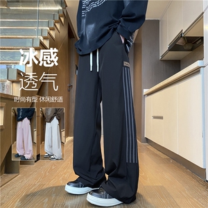 2025夏季新款美式运动条纹宽松冰丝休闲裤B315-K25667-特p35控68图片
