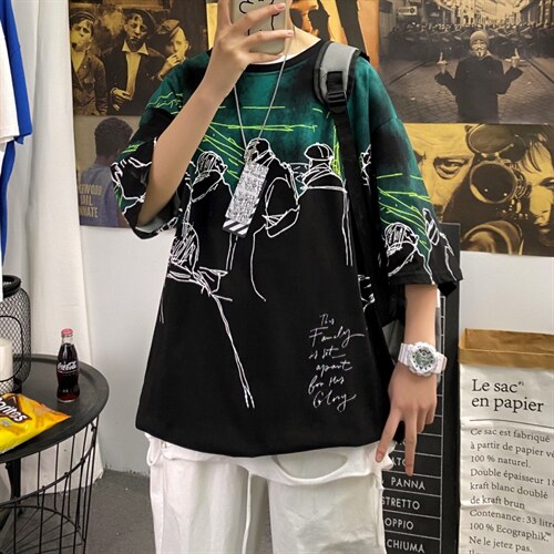 夏季短袖t恤衫男潮流港风印花t恤A210-A8310-P35-控48,男装T恤,星座210-3