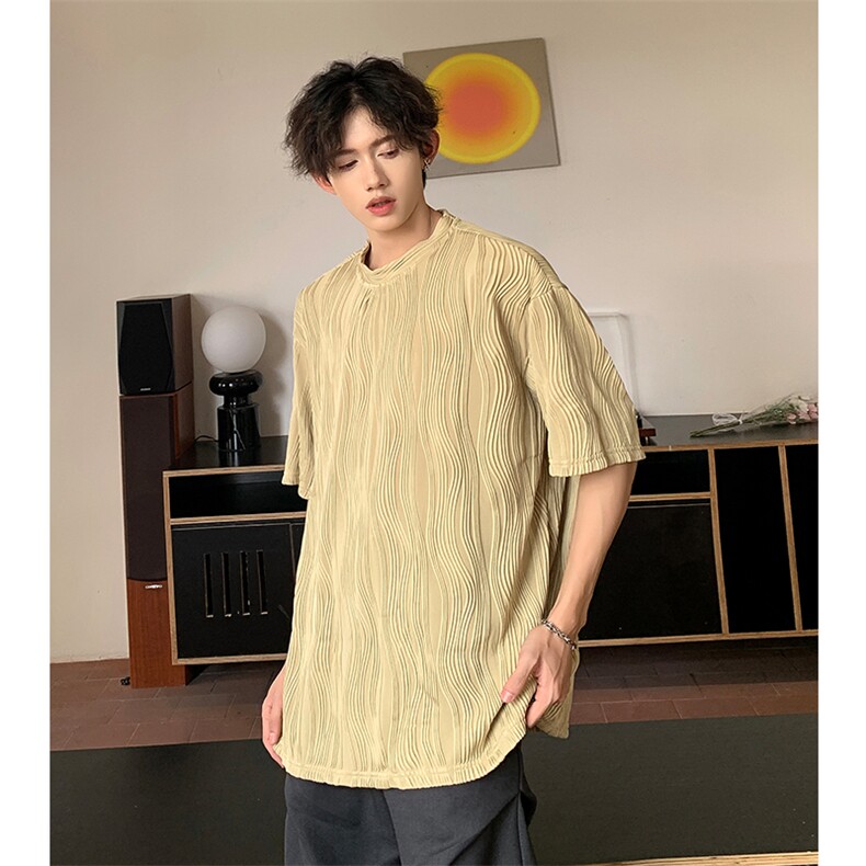 8XL-M特大码夏季短袖冰丝皱感透气T恤男潮垂感宽松半袖DX305P45,男装T恤,电商D206-1