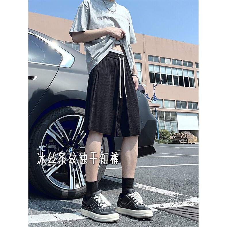 A178男女同款冰丝条速干短裤休闲夏季外穿宽松休闲裤DK159-P20,男装休闲裤,电商A178