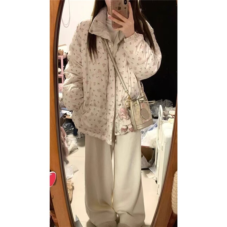 碎花羽绒棉服女冬季2025新款设计感小众加厚小个子面包棉服,男装棉衣,星座1210-1