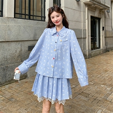 26春新款-蝴蝶刺绣设计感学院风衬衫套装2605-P160K258，女装套装/套裙，2B190