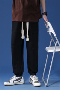 K6036/P40夏款中性风宽编织绳子运动裤休闲裤男女大码裤子控58图片