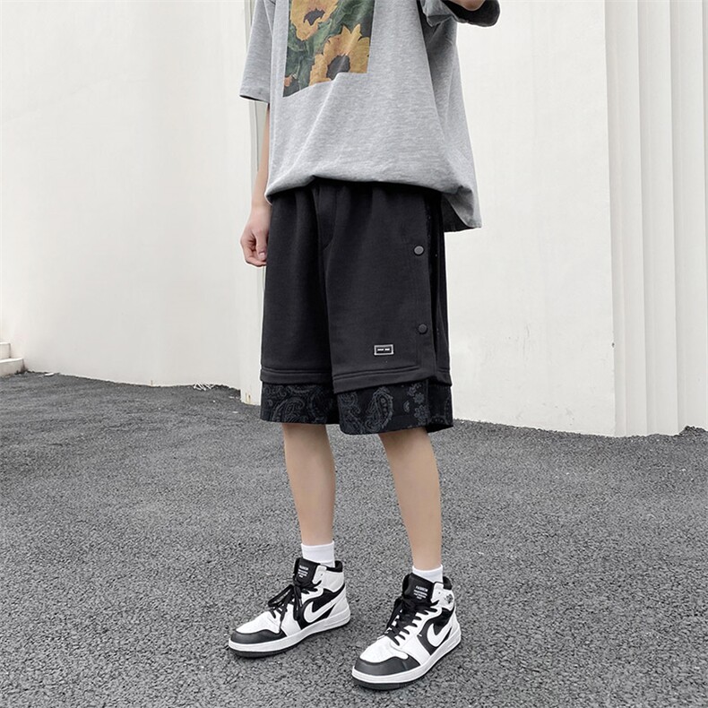 假两件排扣裤子男夏季新款短裤宽松大码五分休闲裤DK56P55控68,男装休闲裤,电商A089-1