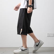2023夏新款木地板白墙休闲大码boy纽扣装饰宽松七分短裤DK856-P35，男装休闲裤，电商A082