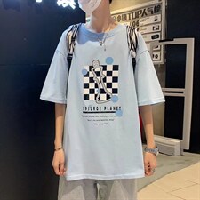 夏季潮牌男士短袖t恤男潮流上衣情侣半袖体恤衫棋盘RT19P28,男装T恤,星座1116-2