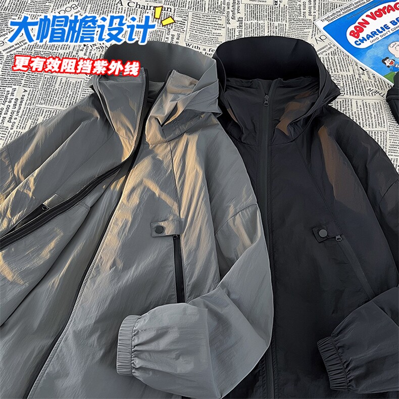 特批P58无差价夏季新款UPF50+宽松大码钓鱼服连帽防晒衣男J2604图片