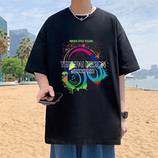 T782P26夏季新品港风高街美式短袖T恤宽松ins重磅纯棉体恤，男装T恤，星座304A