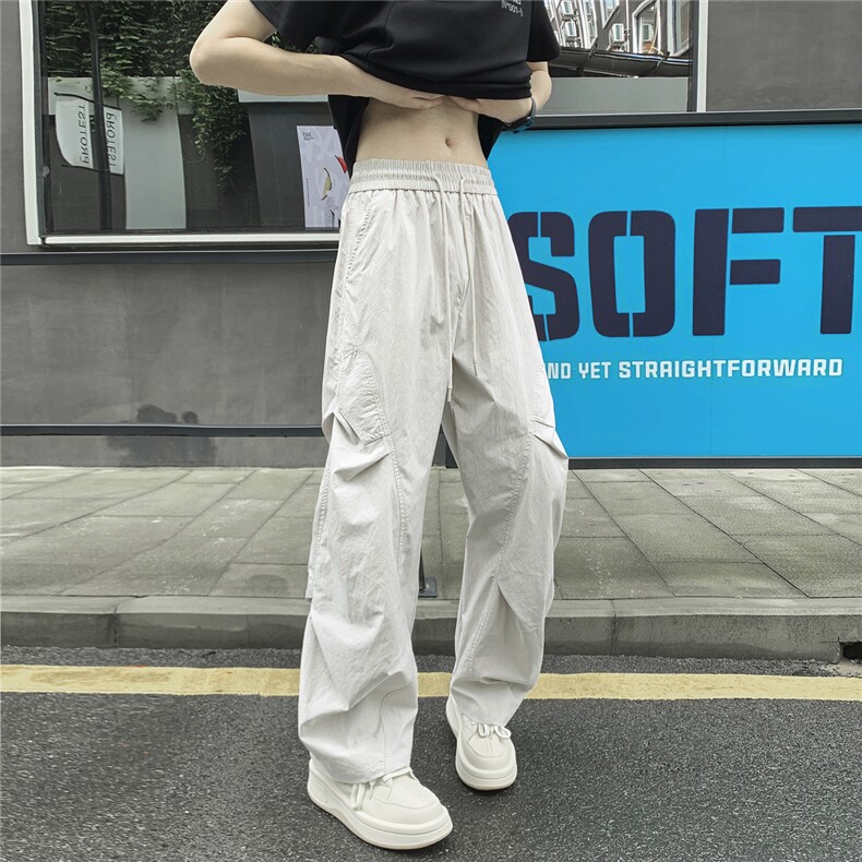 褶皱感潮流直筒休闲裤男女夏季薄款宽松户外工装速干长裤，男装工装外套，星座410-6（原星座1304-1）