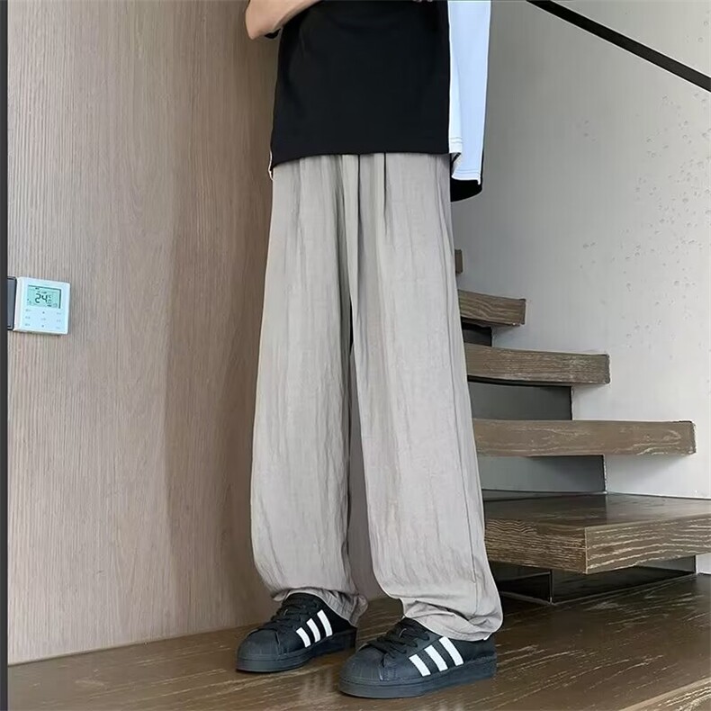 vibe风潮褶皱冰丝裤子禅意新中式休闲男裤夏季薄款山本风阔腿裤,男装休闲裤,星座1013