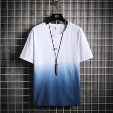 703-T185夏季日系男式渐变吊染休闲T恤半袖，男装T恤，星座703