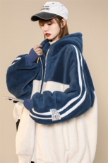 冬款潮加绒加厚棉衣绒里羊羔绒撞色连帽外套男女921-P110控价158，男装棉衣，电商A441-1