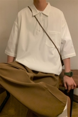 牛油果绿t恤男短袖ins潮牌冰丝潮流无性别七分衬衫夏季男装高级感，男装T恤，电商A141