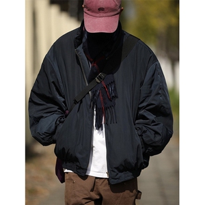 冬季短款工装棉服男女日系潮流廓形立领夹棉飞行夹克外套 M2223图片