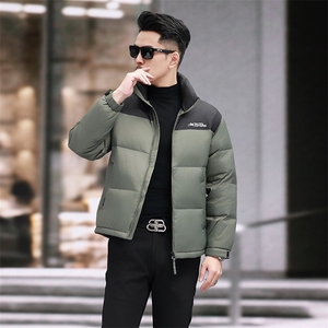 90%白鸭绒中青年羽绒服夹克男立领青年面包服羽绒服外套大衣图片