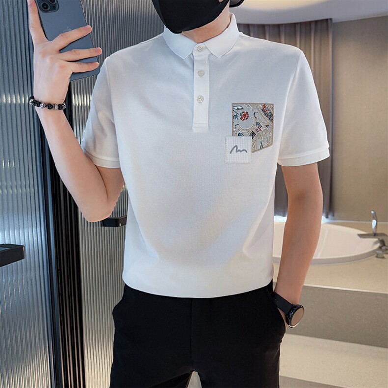 2025夏季主推款风个性潮贴布刺绣翻领POLO衫1019-特P48,男装Polo衫,电商D342