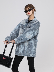 高品质复古做旧雪花情侣夹克牛仔衣外套221-1-JK2311-P95控128图片