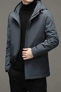 新款2023冬季中年男白鸭绒连帽羽绒服爸爸装纯色外套YL21620-270图片