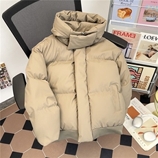 加绒加厚冬款男女连帽棉衣皮料面包服保暖棉袄外套MY25P105，男装棉衣，星座1013-1