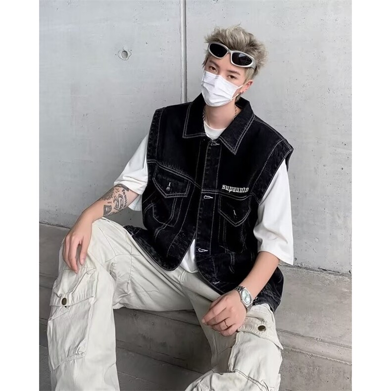 F398P55男生秋装新中式潮牛仔外套男复古宽松水洗做,男装工装外套,星座512-6