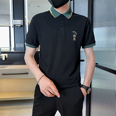 2025新款撞色领夏季短袖T恤翻领刺绣Polo衫A390-P55，男装T恤，电商D342