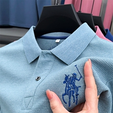长袖T恤衫男2023春季新款宽松中青年男士商务休闲翻领polo衫男装，男装T恤，电商B212（原钱塘6029）