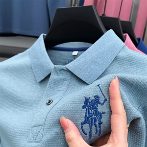 长袖T恤衫男2023春季新款宽松中青年男士商务休闲翻领polo衫男装图片