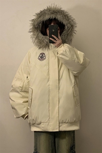 冬季宽松/连帽大毛领休闲外套潮加厚棉衣XZ102B-1M2592-P125图片