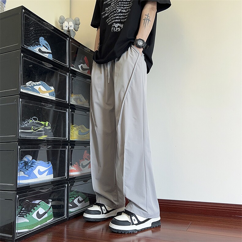 夏季新款侧拼冰丝打褶长裤宽松大码M~4XLXZ604-KG75-P35控48,男装休闲裤,星座604