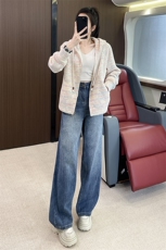 女减龄气质宽松外套牛仔阔腿裤两件套，女装套装/套裙，江南