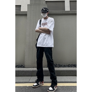 B221 美式ins高街小众假破洞修身微喇牛仔裤 LK22065-P65 控88图片